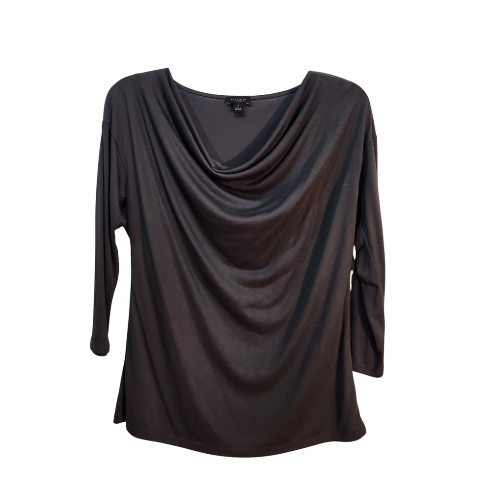 Ann Taylor Factory‎ Cowl Neck 3/4 Sleeve Blouse Gray Size S